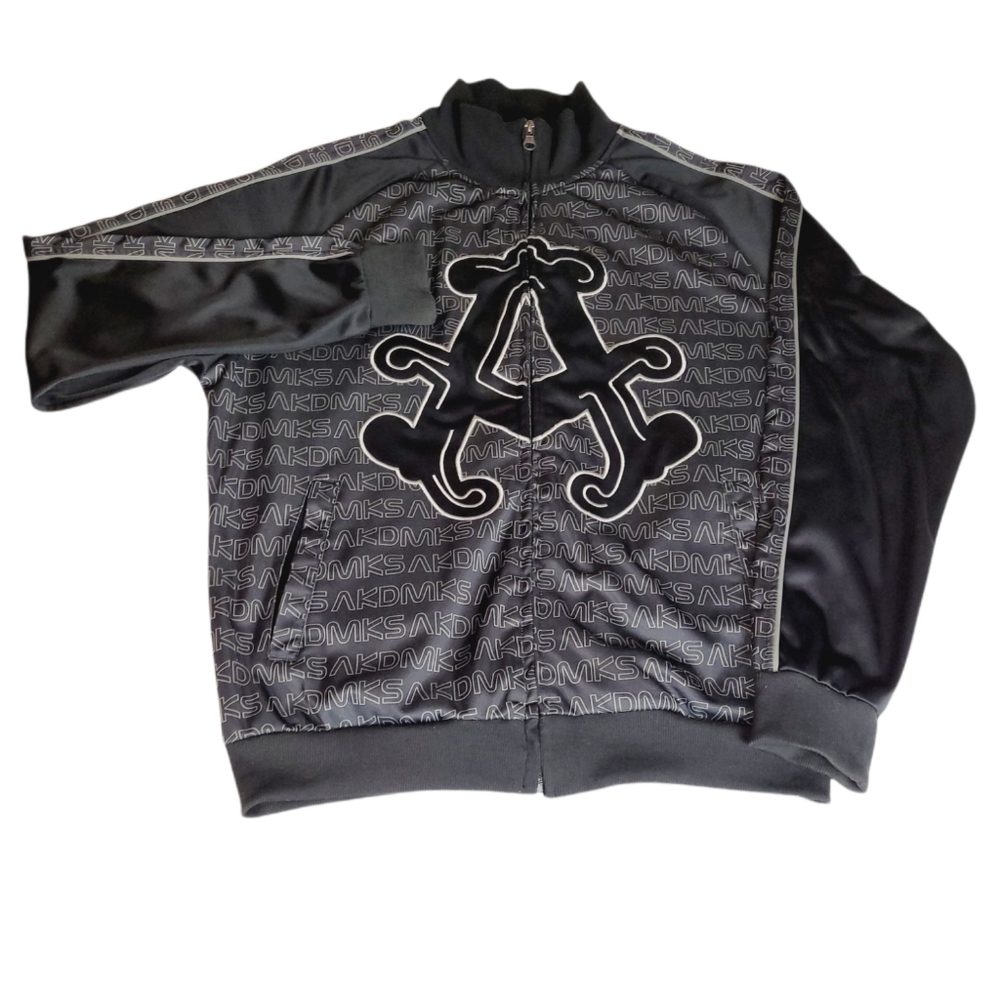 Akademiks Men's Black/Grey Zipper Front A Logo Track Suite Jacket Size XL